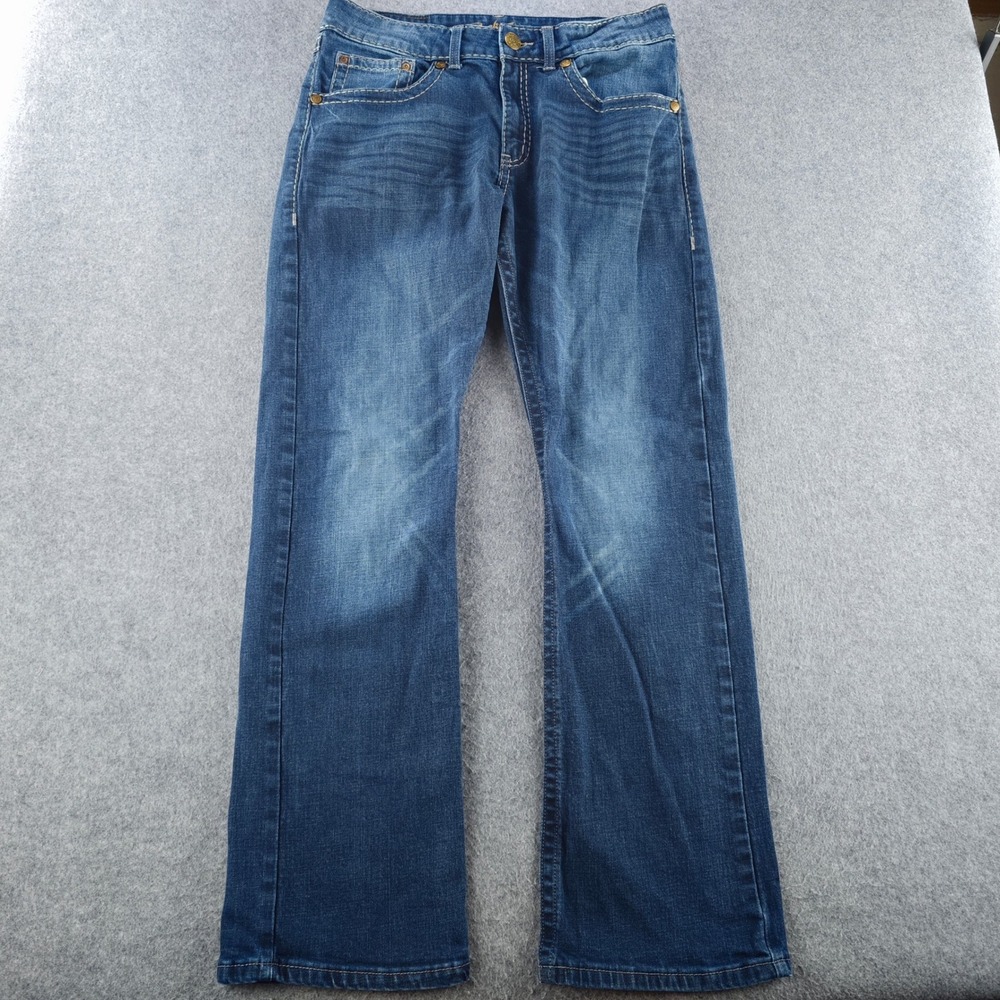 Wrangler Rock 47 Slim Boot Jeans Mens 34x34 Blue Denim Western Workwear